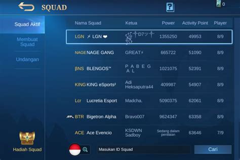 Galeri foto nama squad ml Event Game sambil cek kuota Daily Offer rencana efektif irit diamond di semua menu terkumpul di area member